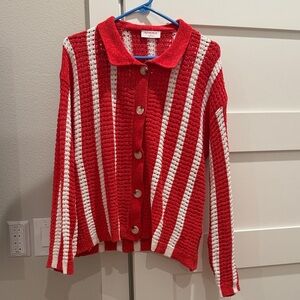 Buttermelon Red and White Striped Women's Sweater